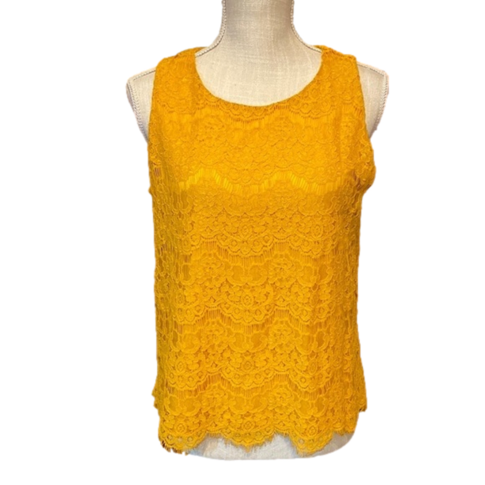 Faith and Joy Lacy Sleeveless Blouse with Lace Overlay